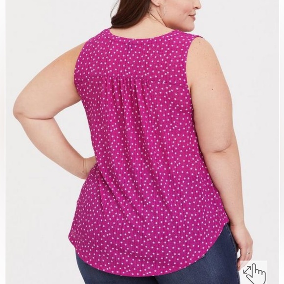 Torrid Magenta Star Crepe Button Down Tank - Picture 10 of 10